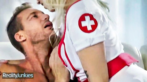 Chloe Surreal as slutty nurse straddling muscular man intimately