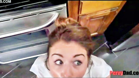Rosalyn Sphinx POV tease in white top, seductive gaze from kitchen
