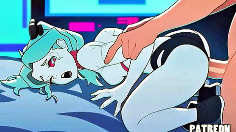 Blue-skinned hentai girl fingered hard in uncensored anime sex scene