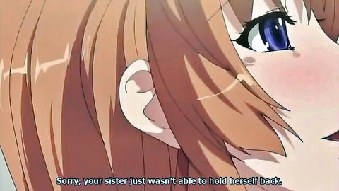 Blushing anime sister with orange hair unable to hold back in My Big and Horny Sisters
