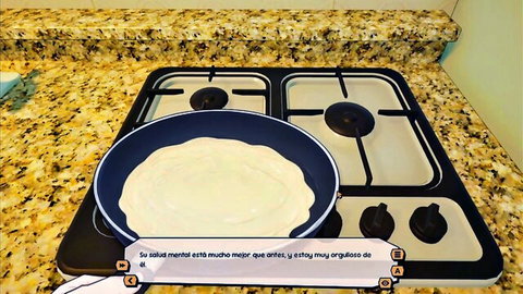 Femboy roommate cooking crepe in kitchen for special weekend