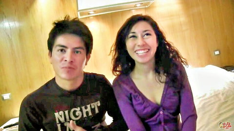 Hispanic teen couple smiling in amateur bedroom porn thumbnail