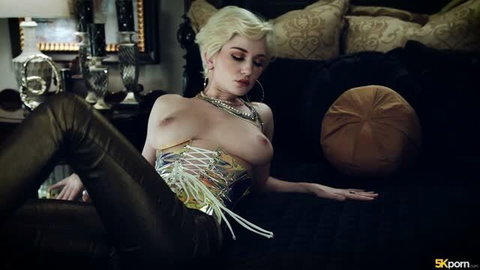 Skyy Black blonde model in intense bedroom sex with bald hunk
