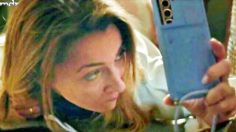 Kathi Wolf sexy phone moment in white top from der Test bathtub scene s02e03e06
