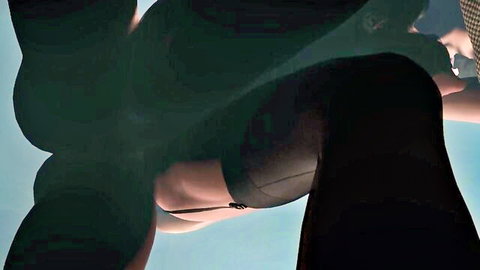 Aunty Cass bent over in tight black leggings for standing doggy parody porn