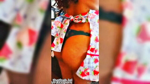 TheStartOfUs in revealing floral strawberry dress tease
