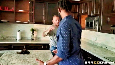 Moriah Mills bent over counter for interracial fuck by white friend