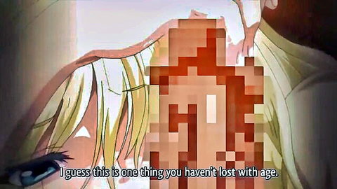 Seductive blonde anime hentai girl with open mouth and green eyes