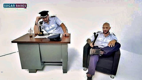 Greek police officers in uniform with Rosa Rozita brunette big boobs