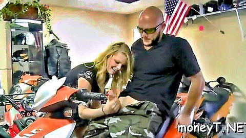 Blonde woman gropes bald man's bulge in kinky humping scene preview