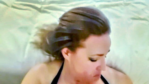 Mature wife in black top during intense BBC blowbang cum swallow scene