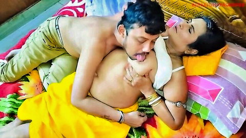 BIREA as horny Desi aunty in intimate embrace and kiss during hardcore sex
