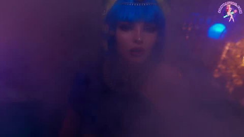 Sonya Vibe in Ankha cosplay, nude catgirl with blue hair riding dildo
