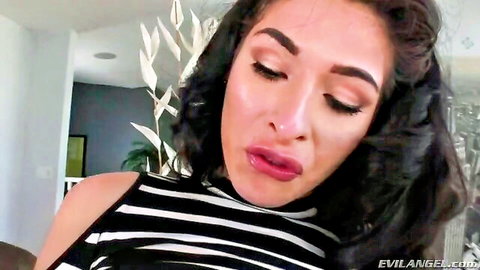 Alexa Scout, passionate brunette shemale idol giving intense blowjob