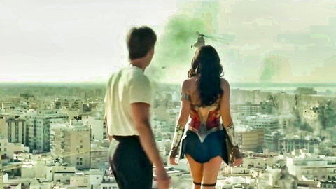 Gal Gadot as Wonder Woman in sexy costume scene from 1984