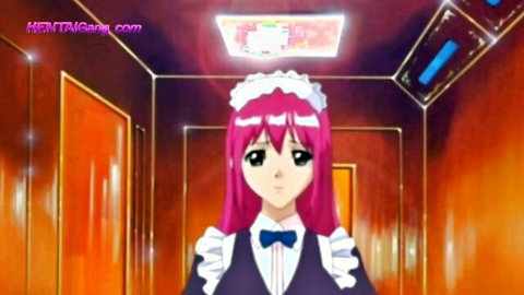Anime pink-haired maid in frilly uniform, hentai gangbang preview