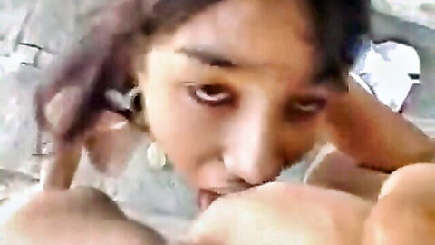 Ester close-up blowjob, Indian beauty with dark hair sucking cock intensely