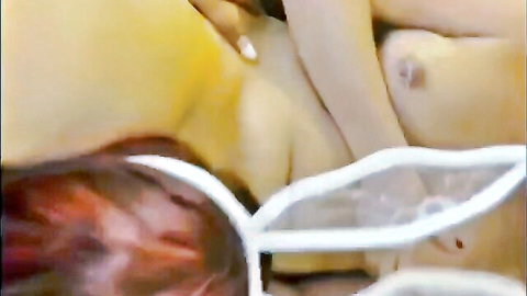Curvy ebony bunny-girl enjoys BBC anal while eating GF's pussy