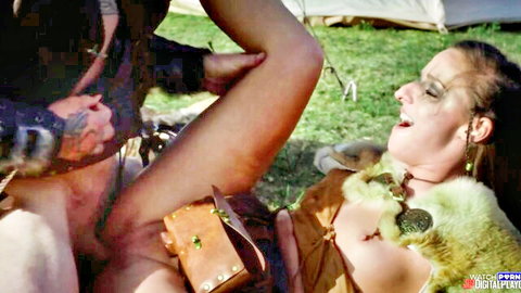 Amirah Adara topless in Viking cosplay, outdoor penetration scene