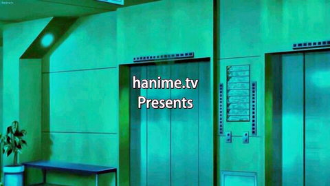 Empty green elevator lobby scene presented by hanime.tv in steamy hentai anime