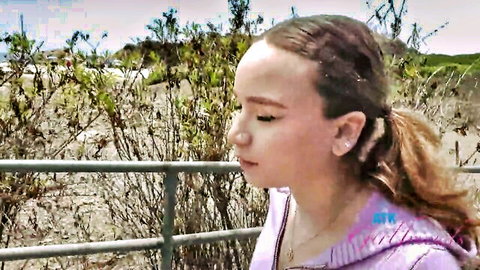 Selina Imai skinny Asian in pink hoodie on beach POV tease