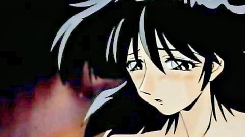 Anime girl with long black hair and blue eyes in dramatic close-up, Hiiro No Koku Ep 4