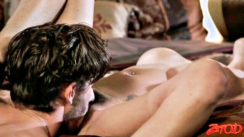Nude woman straddles man for oral prep before doggy with huge cock