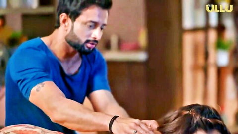 Indian couple intimate back massage in Ullu hot web series