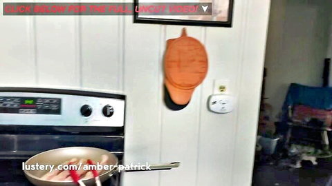 Amateur girl next door Amber Patrick in steamy kitchen fuck for breakfast