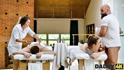 Steamy DADDY4K massage with nude clients and hot masseuses turning lustful