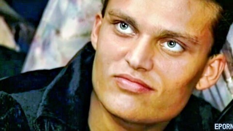 Vintage porn thumbnail of handsome blue-eyed Caucasian man in dark coat