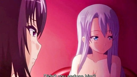 Hentai mom and daughter in topless intimate anime scene