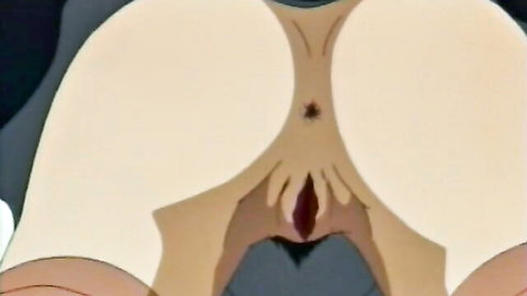 Animated close-up of nude woman's large buttocks and exposed vulva from behind