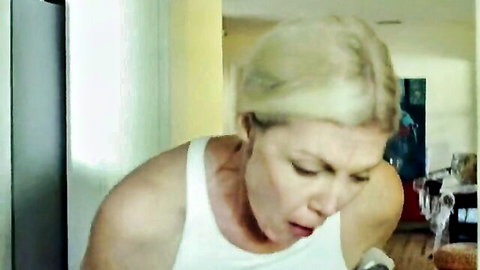 Elsa Kennedy blonde in white tank top, nude tits celeb scene from Everything Will Be Fine (2023)