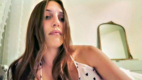 Tatum Christine in sexy white polka dot dress for sister's impregnation fantasy