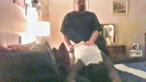 White thug finishes with cumshot on black crossdresser's face, interracial fetish