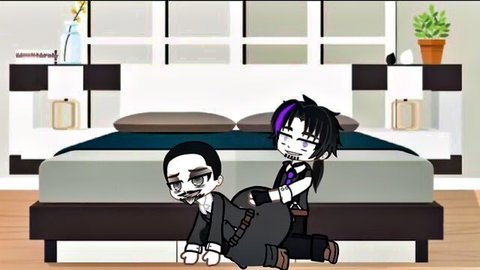 William Afton bent over bed as Jeremy Afton fucks him doggy style