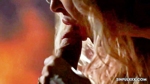 Blonde unfaithful wife breaks virginity belt with intense blowjob