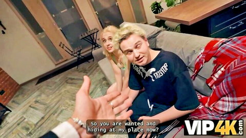 Seductive Nashidni and Moon Imp hiding scene, blonde couple tease in VIP4K swallow porn