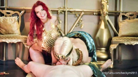Rebecca More redhead MILF dominates blonde Rebecca Goodwin in mommy blowjob scene