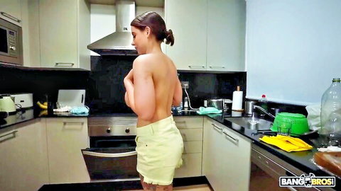 Lulita Star topless maid big boobs teasing in kitchen