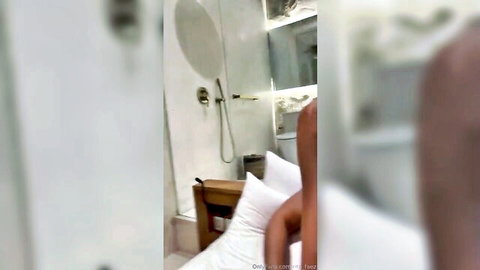 Rita Faez nude POV sex on white sheets in steamy bathroom