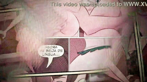 Hot young anime babe with pink hair seduces in forbidden tongue scene
