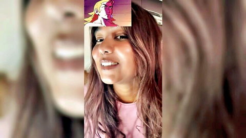 Petite Indian MiaZ12 smiling reaction to Lithica the Succubus video