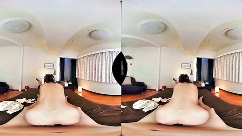 Nude Asian teen big ass view in private VR room sex