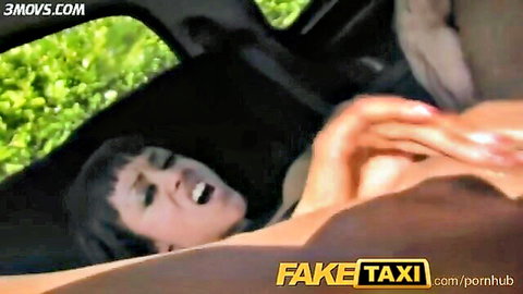 Alyssa Divine performs intense blowjob on taxi driver in car