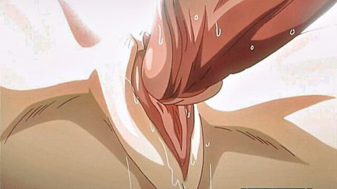 Pink-haired Asian hentai girl with big tits in intense gangbang penetration