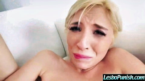 Piper Perri crying and dominated by Phoenix Marie in lesbian scene
