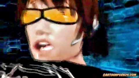 3D futa girl redhead in orange sunglasses getting sucked animated porn