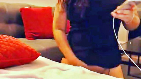 Lory juicy Latina tgirl teasing in tight black dress